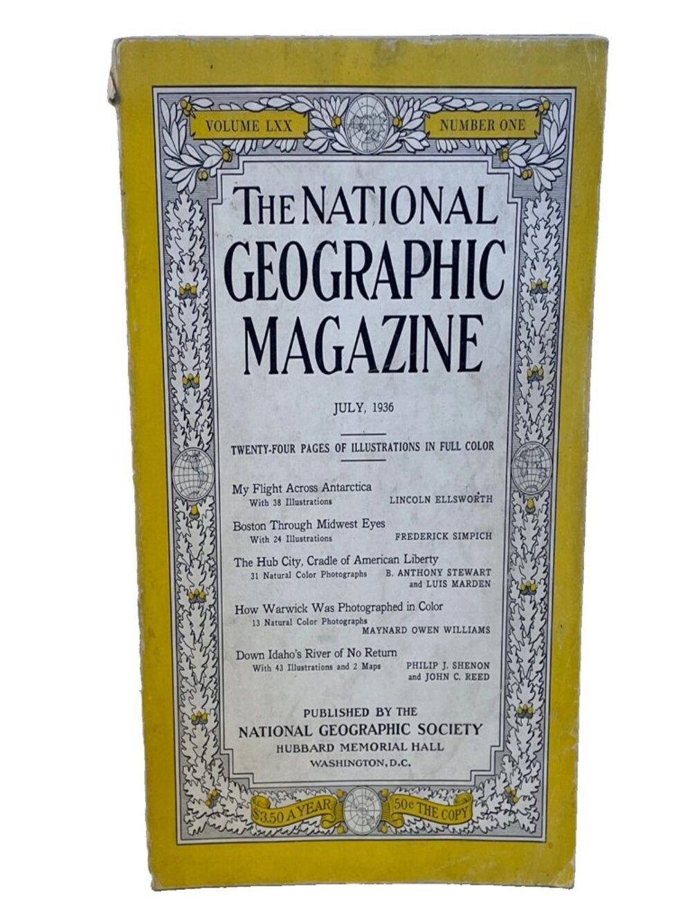 National Geographic July 1936 Vol 70 No 1 Antarctica Boston Idaho Goodyear Ad